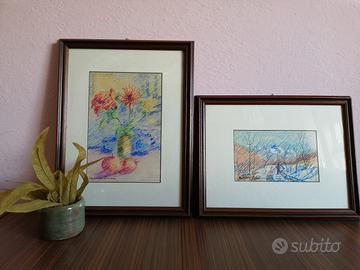 Quadri d'autore con soggetto invernale e natura