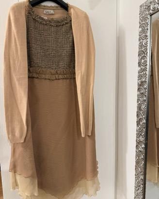 Abito elegante con Cardigan beige