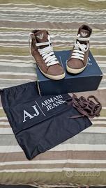 Sneakers alte Armani Jeans originali marroni n. 41