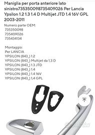 Copri maniglia cromata destra lancia Ypsilon