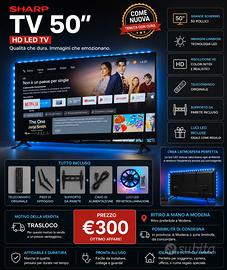 SHARP TV 50" + LED POSTERIORE +Telecomando 