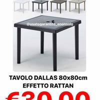 TAVOLO DALLAS EFFETTO RATTAN 80X80CM 