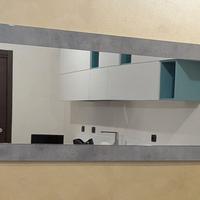 Specchio legno scuro e pietra naturale