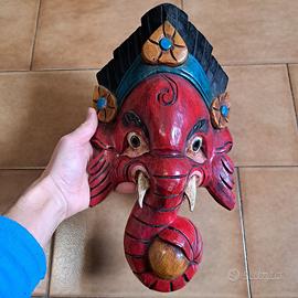 Maschera Ganesh originale India Ganesha Rosso