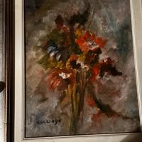 Dipinto olio Vaso di fiori . Colciago