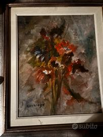 Dipinto olio Vaso di fiori . Colciago