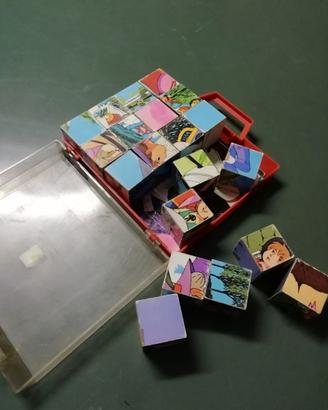 Puzzle cubico in 3d Gioco interattivo vintage