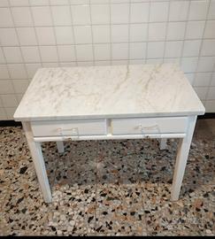 TAVOLO IN LEGNO PIANO IN MARMO DI CARRARA
