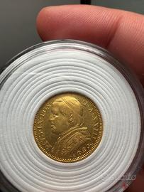 20 lire Papa Pio IX - 1868 - 5,81 gr oro