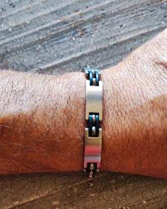 Bracciale uomo acciaio e caucciù