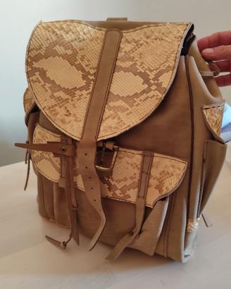 Zaino in vera pelle con inserti pitonati