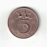 Moneta Olandese 5 Cent Regina Juliana 1951