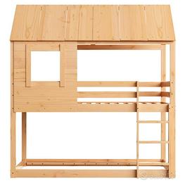 letto a castello in legno con un materasso