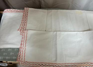 lenzuola Zucchi matrimoniali bianche e pizzo rosa