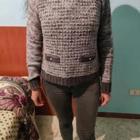 Maglione Invernale Grigio Effetto Mélange
