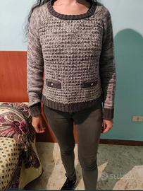 Maglione Invernale Grigio Effetto Mélange