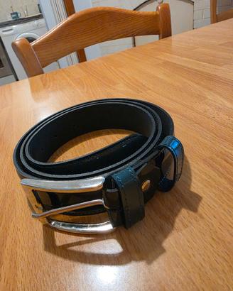Set cintura cravatta e pochette verde scuro