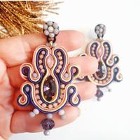 orecchini pendenti soutache viola e rosa
