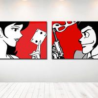 Quadri Lupin Margot DIPINTI A MANO su Tela Pop Art