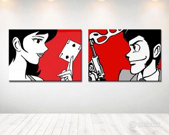 Quadri Lupin Margot DIPINTI A MANO su Tela Pop Art