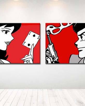 Quadri Lupin Margot DIPINTI A MANO su Tela Pop Art