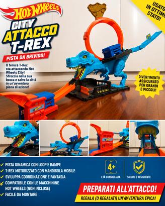 Hot Wheels City Attacco T-Rex gigante completo