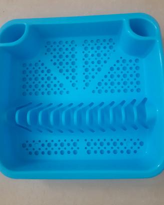 scolapiatti in plastica blu 