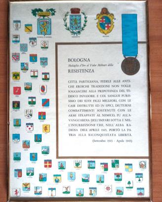 Attestato a Bologna Medaglia d'oro valor militare