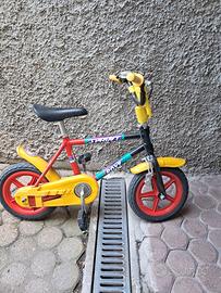 bici bimbo rossa e gialla 12 pollici