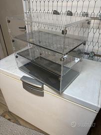 Vetrinetta espositore banco plexiglas, 3 ripiani