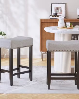 Set di 2 Sgabelli grigi 31P x 46l x 65,5H cm