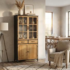 Credenza Industrial Acciaio e Legno Marrone e Nero