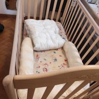 Lettino completo di materasso, piumino e paracolpi