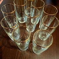 10 bicchieri vintage con bordo dorato