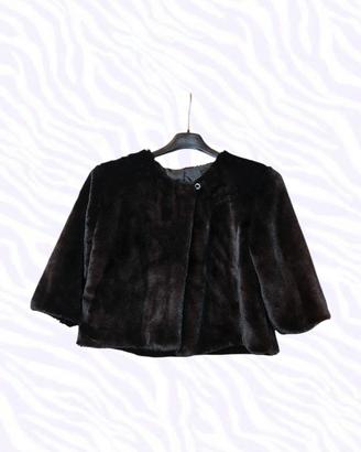 Bolero / Giacca corta in pelliccia ecologica nera 