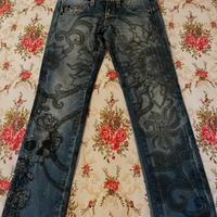 Pantaloni UNICI,vita bassa,RA&RE con pietrine.