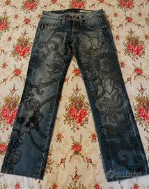 Pantaloni UNICI,vita bassa,RA&RE con pietrine.