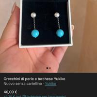 Orecchini di perle e turchese Yukiko cielo Venezi