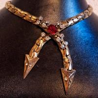 Collana anni 40 in maglia mèches e strass