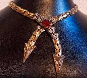 Collana anni 40 in maglia mèches e strass