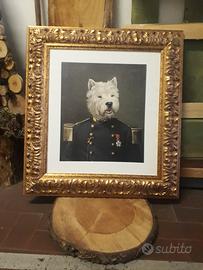 Fox TERRIER su Tela pittorica CORNICE ORO