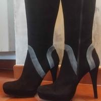 stivali donna ALBANO in nabuk nero e blu 