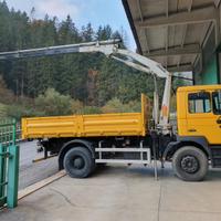 Camion con ribaltabile e gru