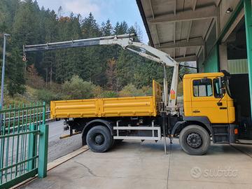 Camion con ribaltabile e gru