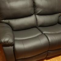 Divano nuovo KRIS 2 posti relax ecopelle nera 