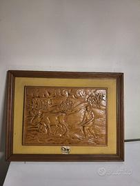 Quadro con bassorilievo in legno 