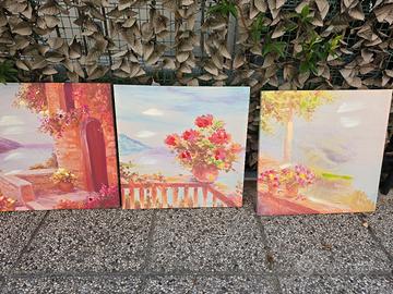Set 3 quadri moderni su tela 60x60