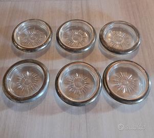  6 Sottobicchieri Vintage in Vetro e Silverplate