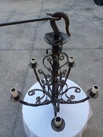 
Lampadario in ferro battuto 5 luci rustico/artig