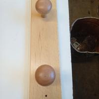 Appendiabiti da muro in legno naturale 2 ganci